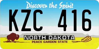 ND license plate KZC416