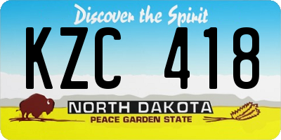 ND license plate KZC418