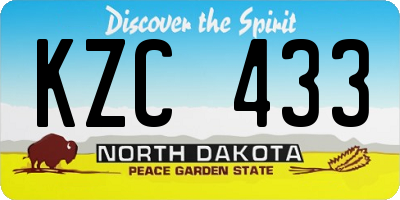 ND license plate KZC433