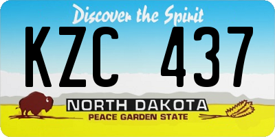 ND license plate KZC437