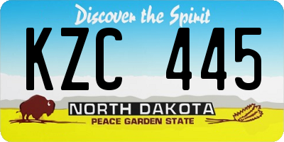ND license plate KZC445
