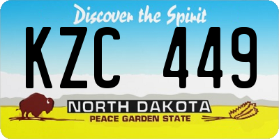 ND license plate KZC449