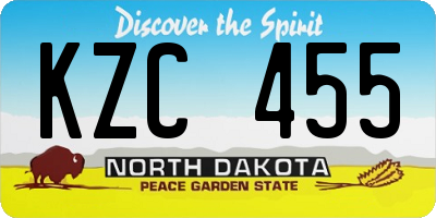 ND license plate KZC455