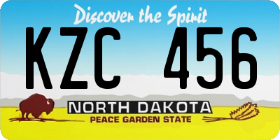 ND license plate KZC456