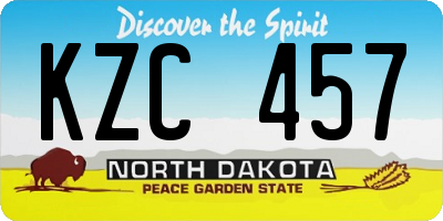 ND license plate KZC457