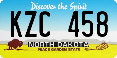 ND license plate KZC458