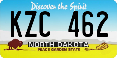 ND license plate KZC462