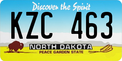 ND license plate KZC463