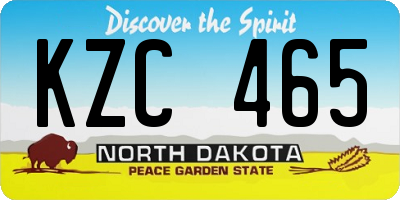 ND license plate KZC465