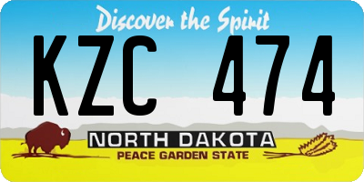 ND license plate KZC474