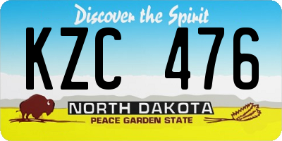 ND license plate KZC476