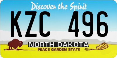 ND license plate KZC496