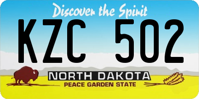 ND license plate KZC502