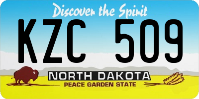 ND license plate KZC509
