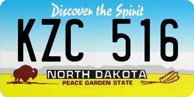 ND license plate KZC516
