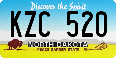 ND license plate KZC520