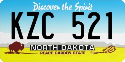 ND license plate KZC521