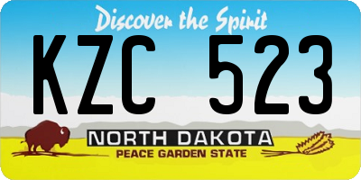ND license plate KZC523