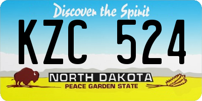 ND license plate KZC524