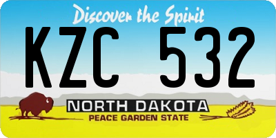 ND license plate KZC532