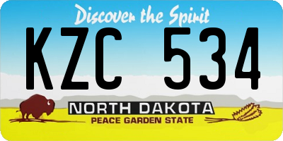 ND license plate KZC534