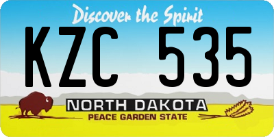 ND license plate KZC535