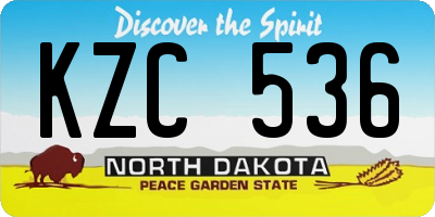 ND license plate KZC536