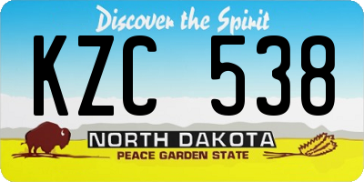 ND license plate KZC538