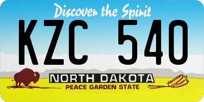 ND license plate KZC540