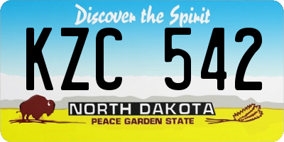 ND license plate KZC542