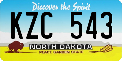 ND license plate KZC543