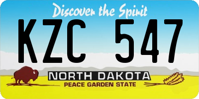 ND license plate KZC547