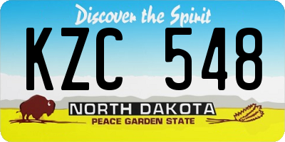 ND license plate KZC548