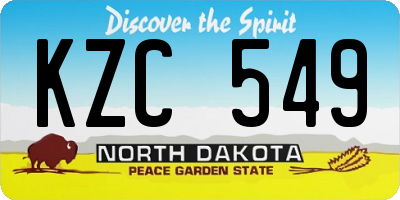 ND license plate KZC549