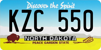 ND license plate KZC550