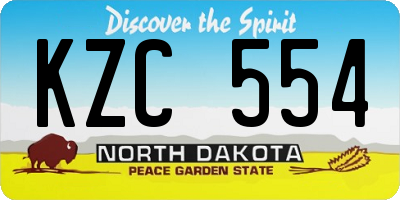 ND license plate KZC554