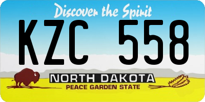 ND license plate KZC558