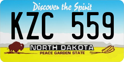 ND license plate KZC559