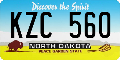 ND license plate KZC560