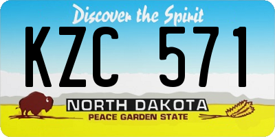 ND license plate KZC571