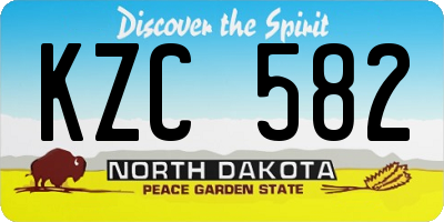 ND license plate KZC582