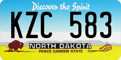 ND license plate KZC583