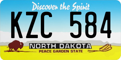 ND license plate KZC584