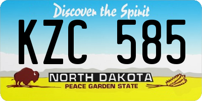 ND license plate KZC585