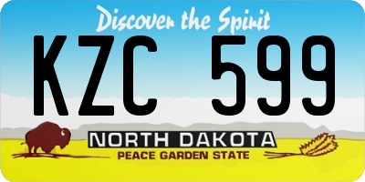 ND license plate KZC599
