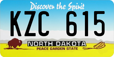 ND license plate KZC615