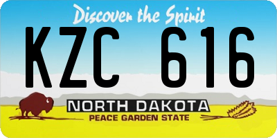 ND license plate KZC616