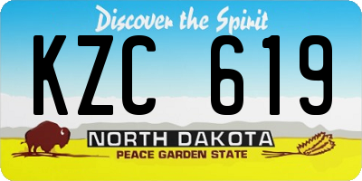 ND license plate KZC619