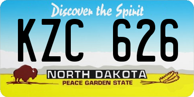 ND license plate KZC626