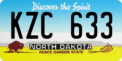 ND license plate KZC633